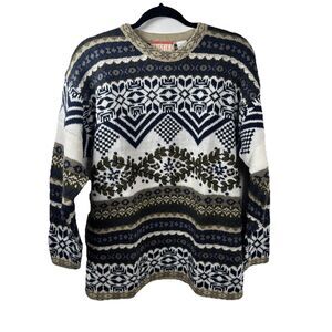 VTG 80s 90s Cristina Acrylic Fair Isle sweater women's Size M Nordic Pullover